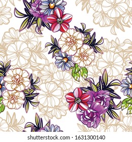 Abstract elegance seamless pattern with floral background