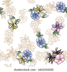 Abstract elegance seamless pattern with floral background