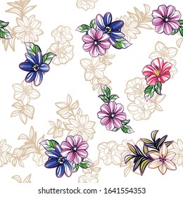 Abstract elegance seamless pattern with floral background