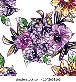 Abstract elegance seamless pattern with floral background