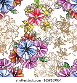 Abstract elegance seamless pattern with floral background