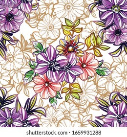 Abstrakte Eleganz, nahtloses Muster mit floralem Hintergrund