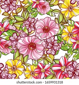 Abstract elegance seamless pattern with floral background