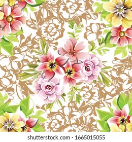 Abstract elegance seamless pattern with floral background