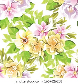 Abstract elegance seamless pattern with floral background
