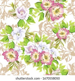 Abstract elegance seamless pattern with floral background