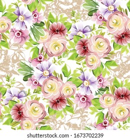 Abstract elegance seamless pattern with floral background