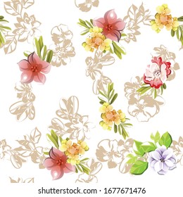 Abstract elegance seamless pattern with floral background