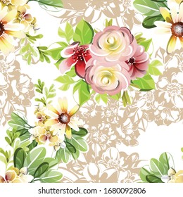 Abstract elegance seamless pattern with floral background