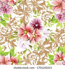 Abstract elegance seamless pattern with floral background