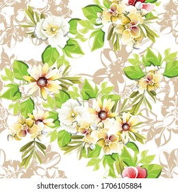 Abstract elegance seamless pattern with floral background