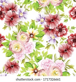 Abstract elegance seamless pattern with floral background