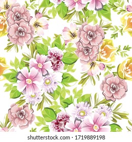 Abstract elegance seamless pattern with floral background