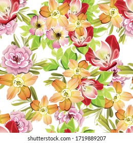 Abstract elegance seamless pattern with floral background