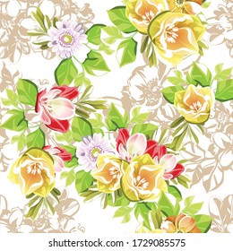 Abstract elegance seamless pattern with floral background