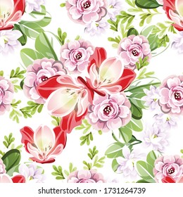 Abstract elegance seamless pattern with floral background