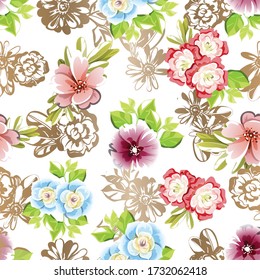 Abstract elegance seamless pattern with floral background