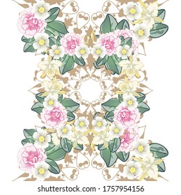 Abstract elegance seamless pattern with floral background