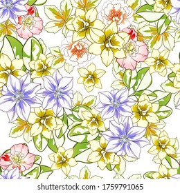 Abstract elegance seamless pattern with floral background