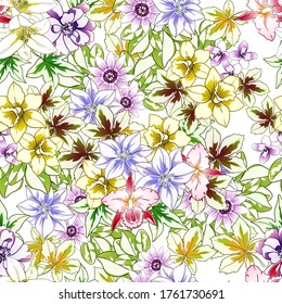 Abstract elegance seamless pattern with floral background