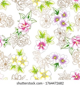 Abstract elegance seamless pattern with floral background