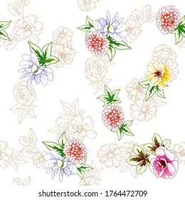 Abstract elegance seamless pattern with floral background