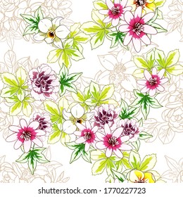 Abstract elegance seamless pattern with floral background