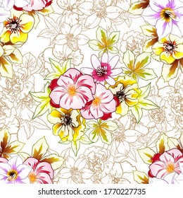 Abstract elegance seamless pattern with floral background