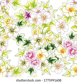 Abstract elegance seamless pattern with floral background