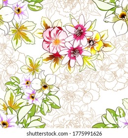 Abstract elegance seamless pattern with floral background