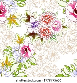 Abstract elegance seamless pattern with floral background