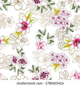 Abstract elegance seamless pattern with floral background