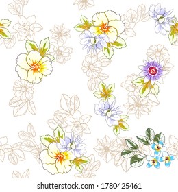 Abstract elegance seamless pattern with floral background