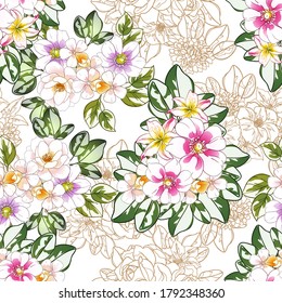 Abstrakte Eleganz, nahtloses Muster mit floralem Hintergrund
