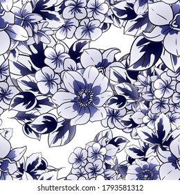 Abstract elegance seamless pattern with floral background