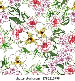 Abstract elegance seamless pattern with floral background