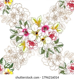 Abstract elegance seamless pattern with floral background