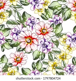 Abstract elegance seamless pattern with floral background