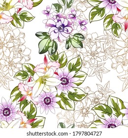 Abstract elegance seamless pattern with floral background