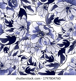 Abstract elegance seamless pattern with floral background