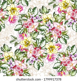 Abstract elegance seamless pattern with floral background