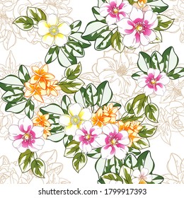 Abstract elegance seamless pattern with floral background