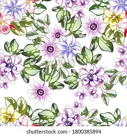 Abstract elegance seamless pattern with floral background
