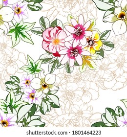 Abstract elegance seamless pattern with floral background