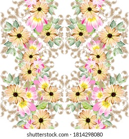 Abstract elegance seamless pattern with floral background
