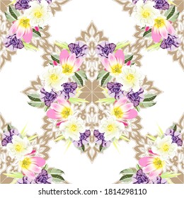 Abstract elegance seamless pattern with floral background