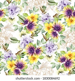 Abstract elegance seamless pattern with floral background