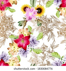 Abstract elegance seamless pattern with floral background