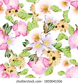 Abstract elegance seamless pattern with floral background