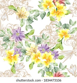 Abstract elegance seamless pattern with floral background